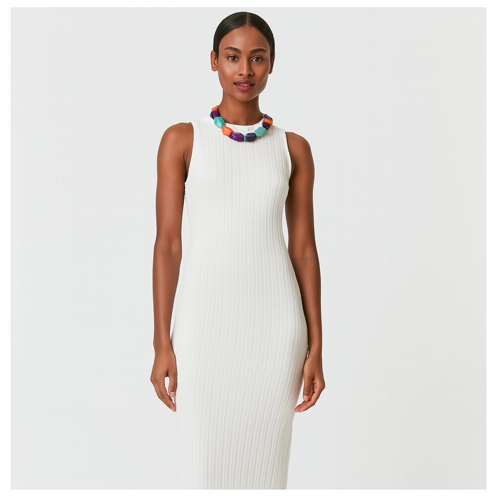 Shein Cable Knit White Bodycon Dress Size Large NWT
